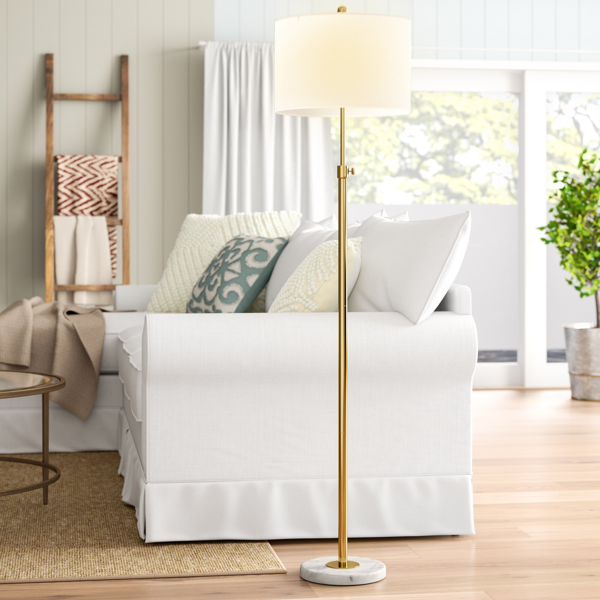 Brass Gold Metal Adjustable Floor Lamp
