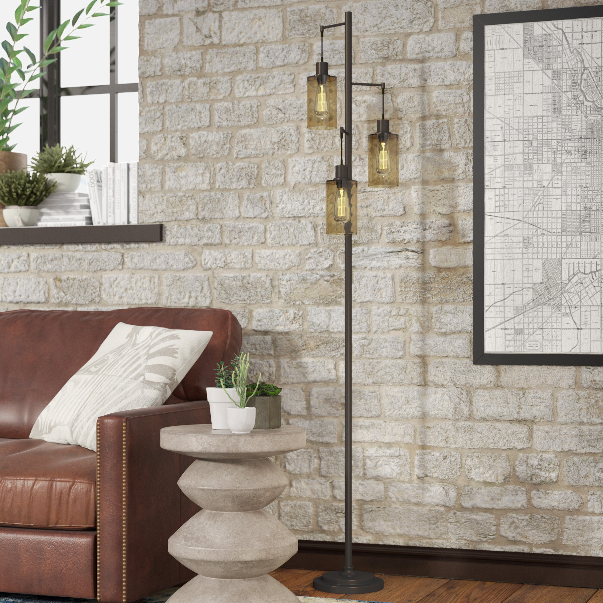 Bronze Tree Floor Lamp With Incandescent Bulb