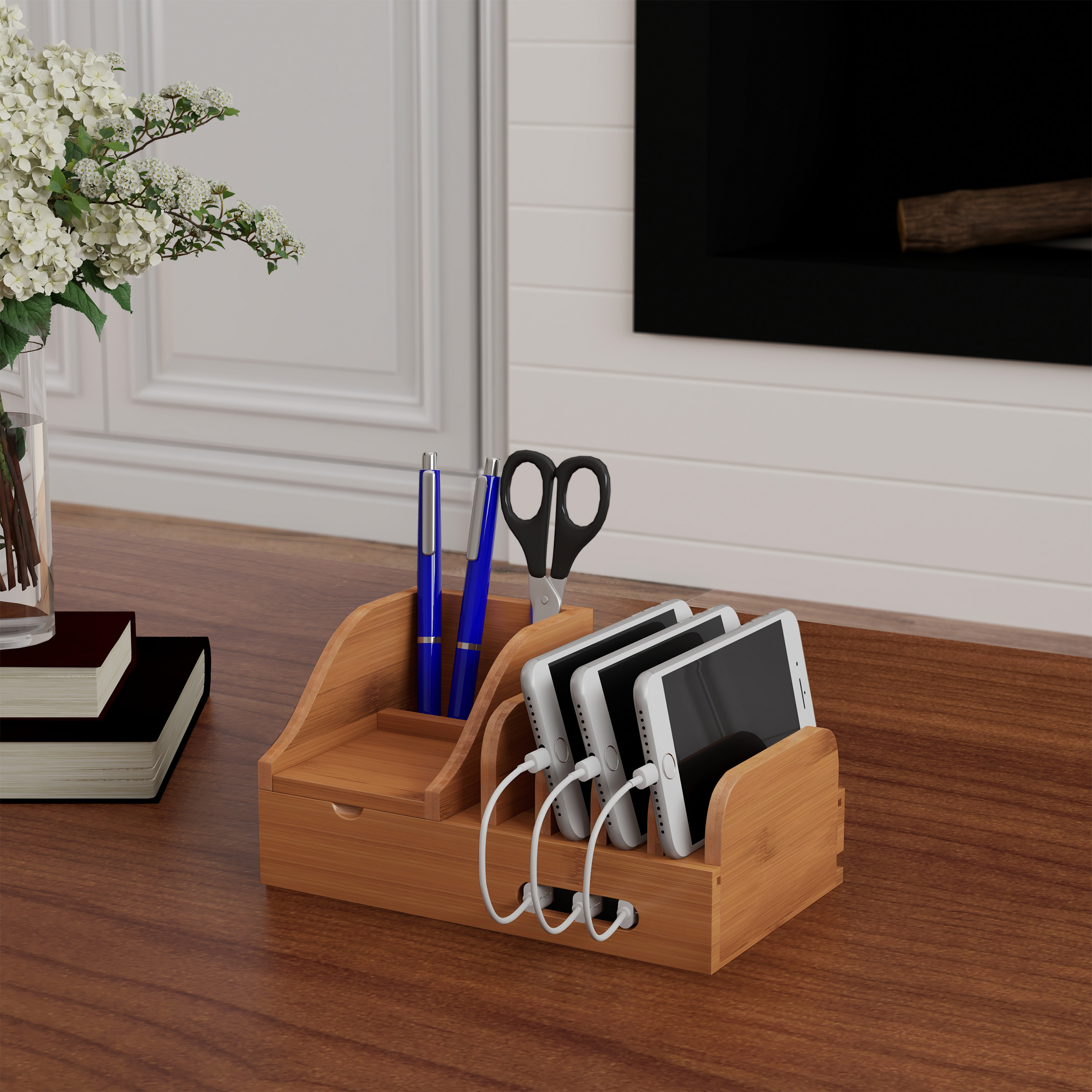 Brown Bamboo Charging Station