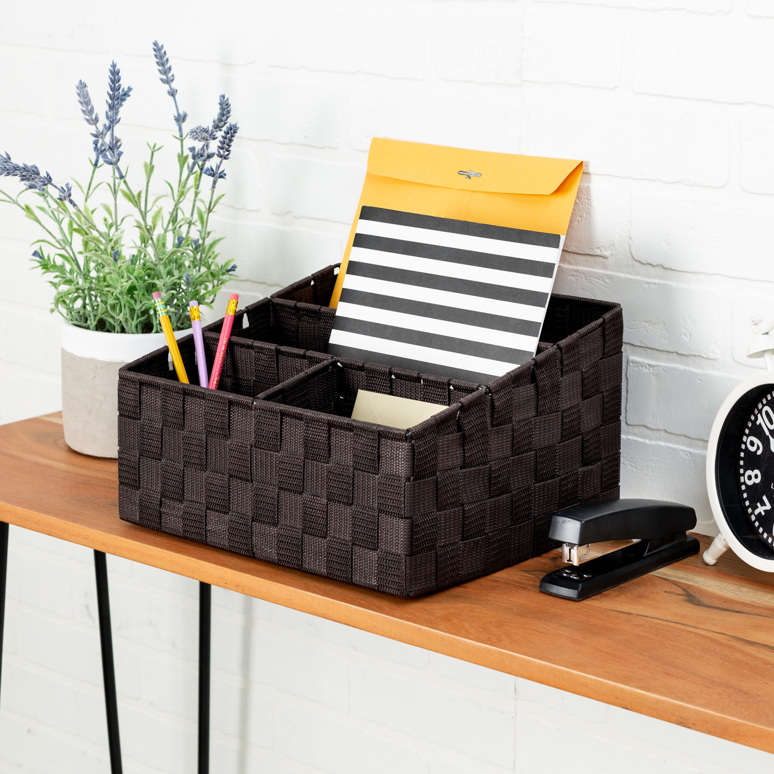 Brown Fabric File Desk Organizer