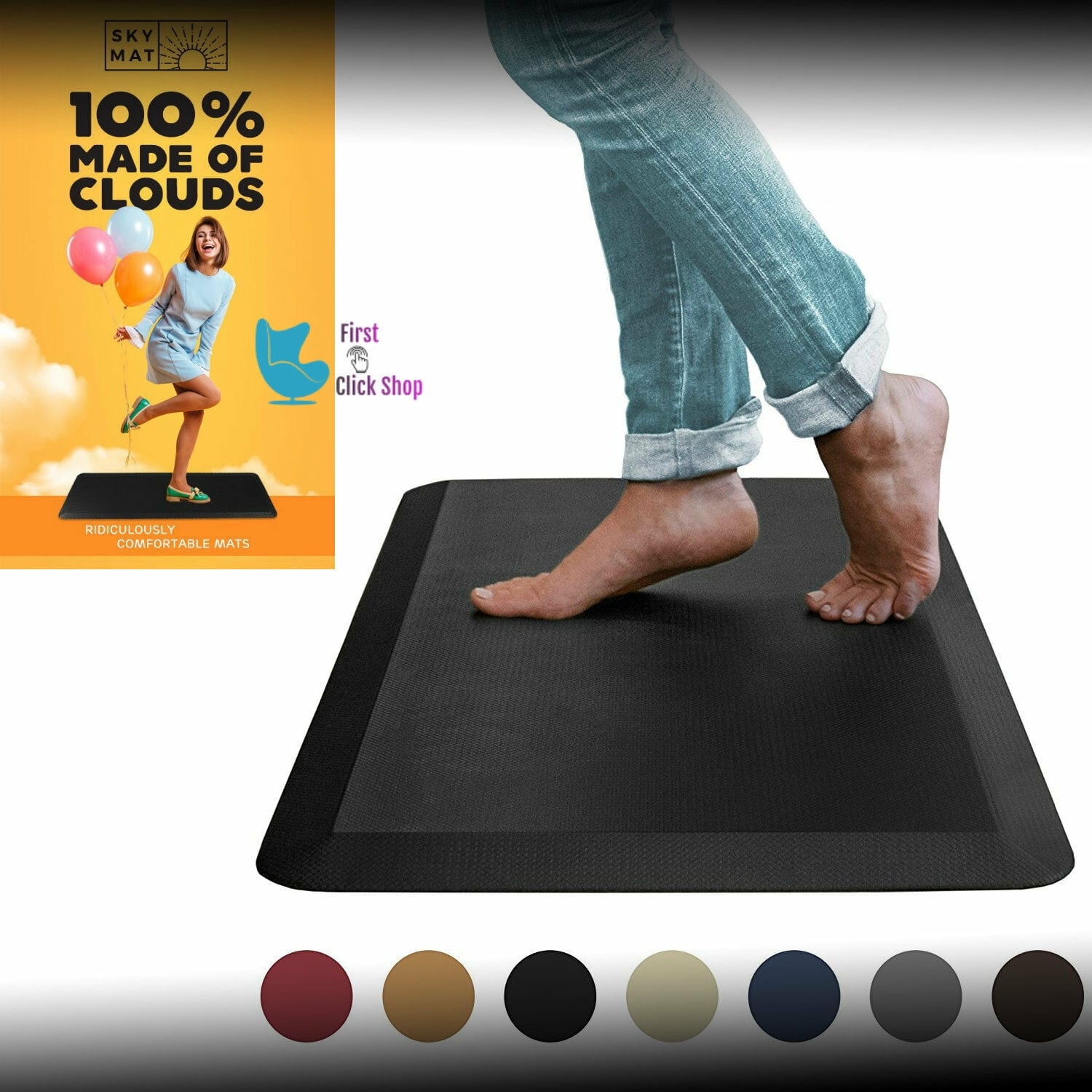 Brown Foam Rectangle Anti Fatigue Mat