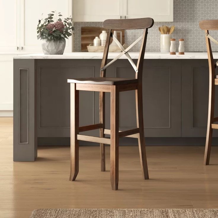 Brown Oak Solid Wood Bar Stool