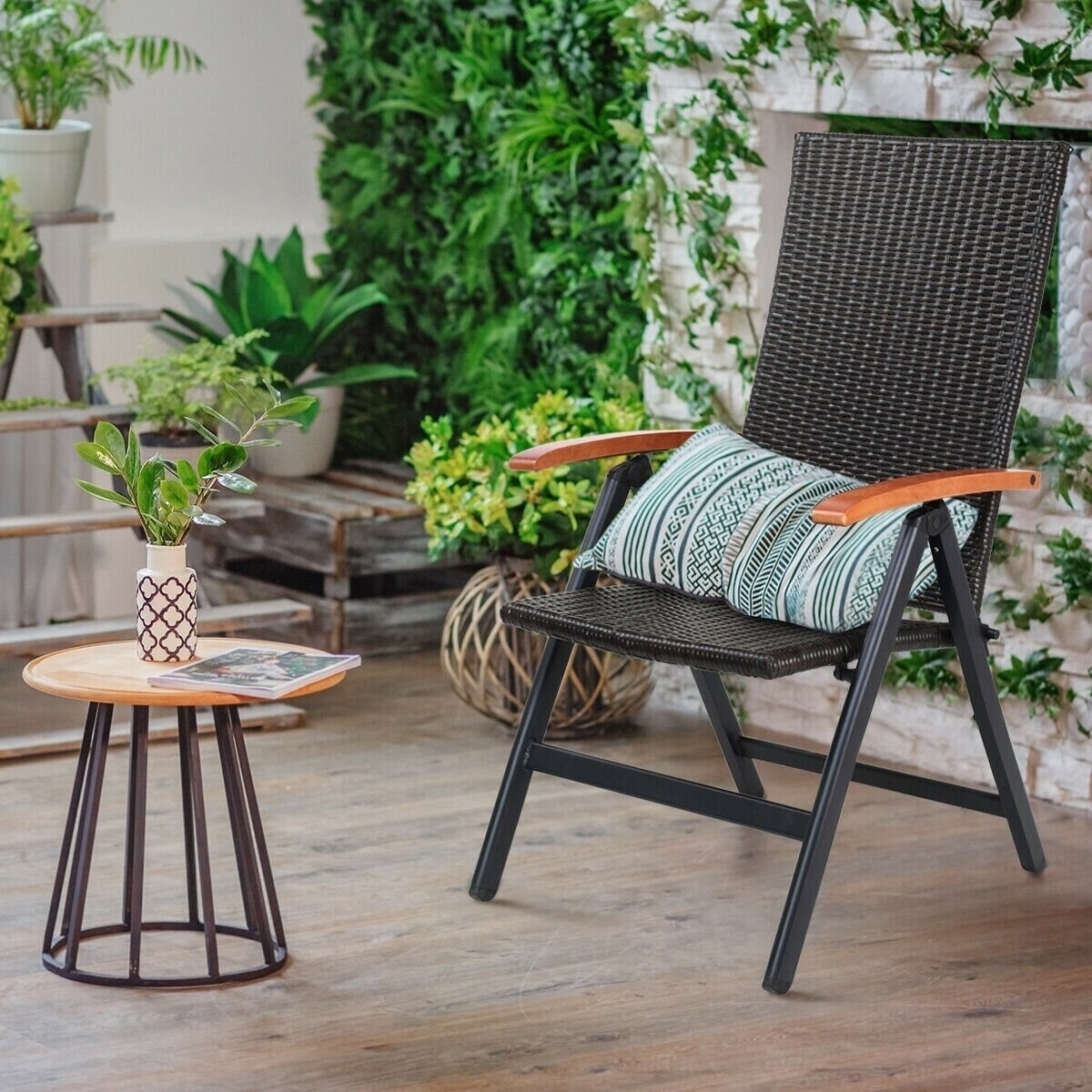 Brown Plastic Metal Folding Camping Chair