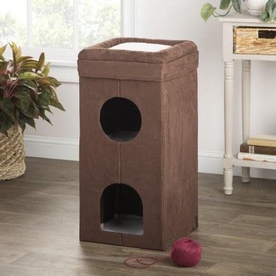 Brown Polyester Wood Cat Condo