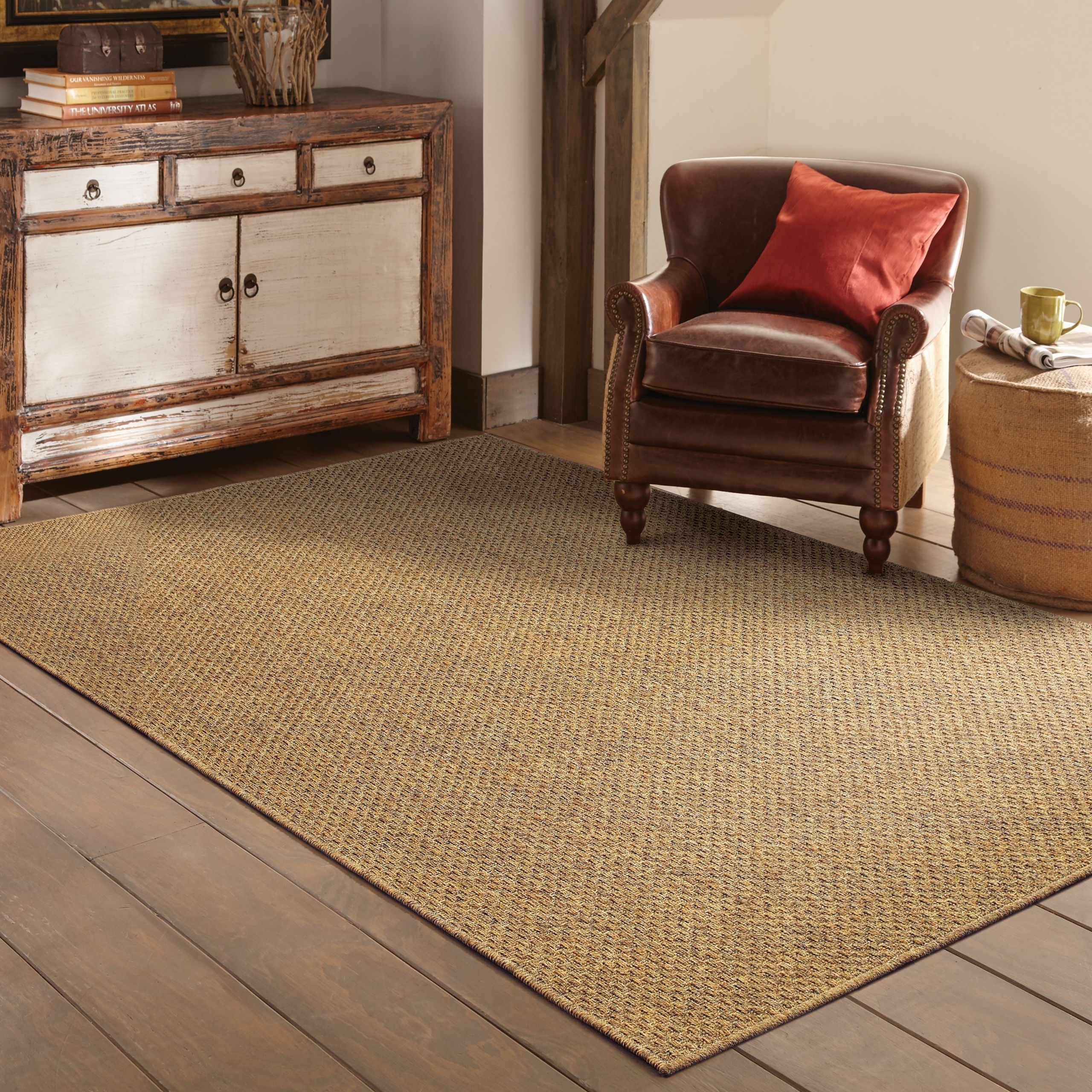Brown Polypropylene Power Loom Rug