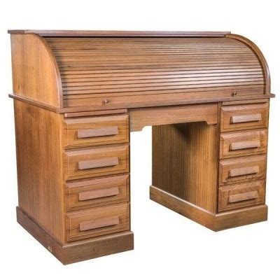 Brown Solid Wood Roll-up Secretary Desk with Hutch