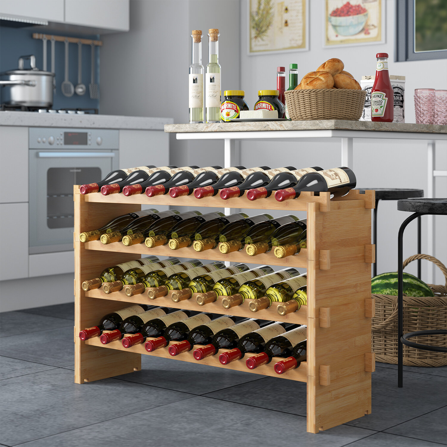 Brown Solid Wood Wine Bottle &amp;amp;amp;amp;amp;amp;amp;amp;amp;amp;amp; Glass Rack