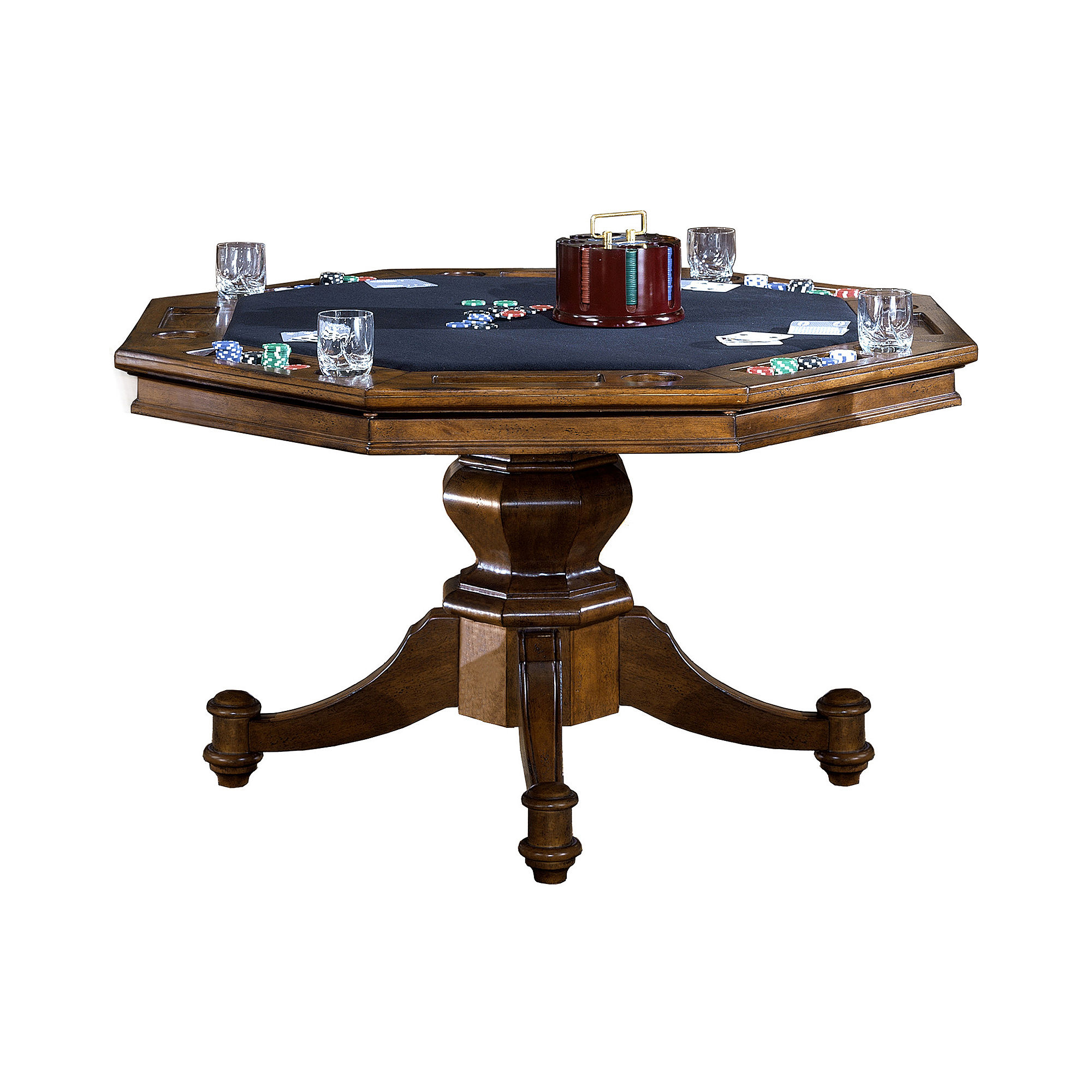 Brown Wood Octagonal Poker Table
