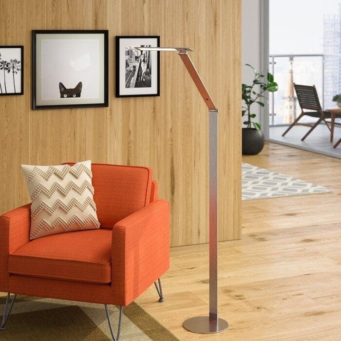 Brushed Aluminum Metal LED Task Floor Lamp