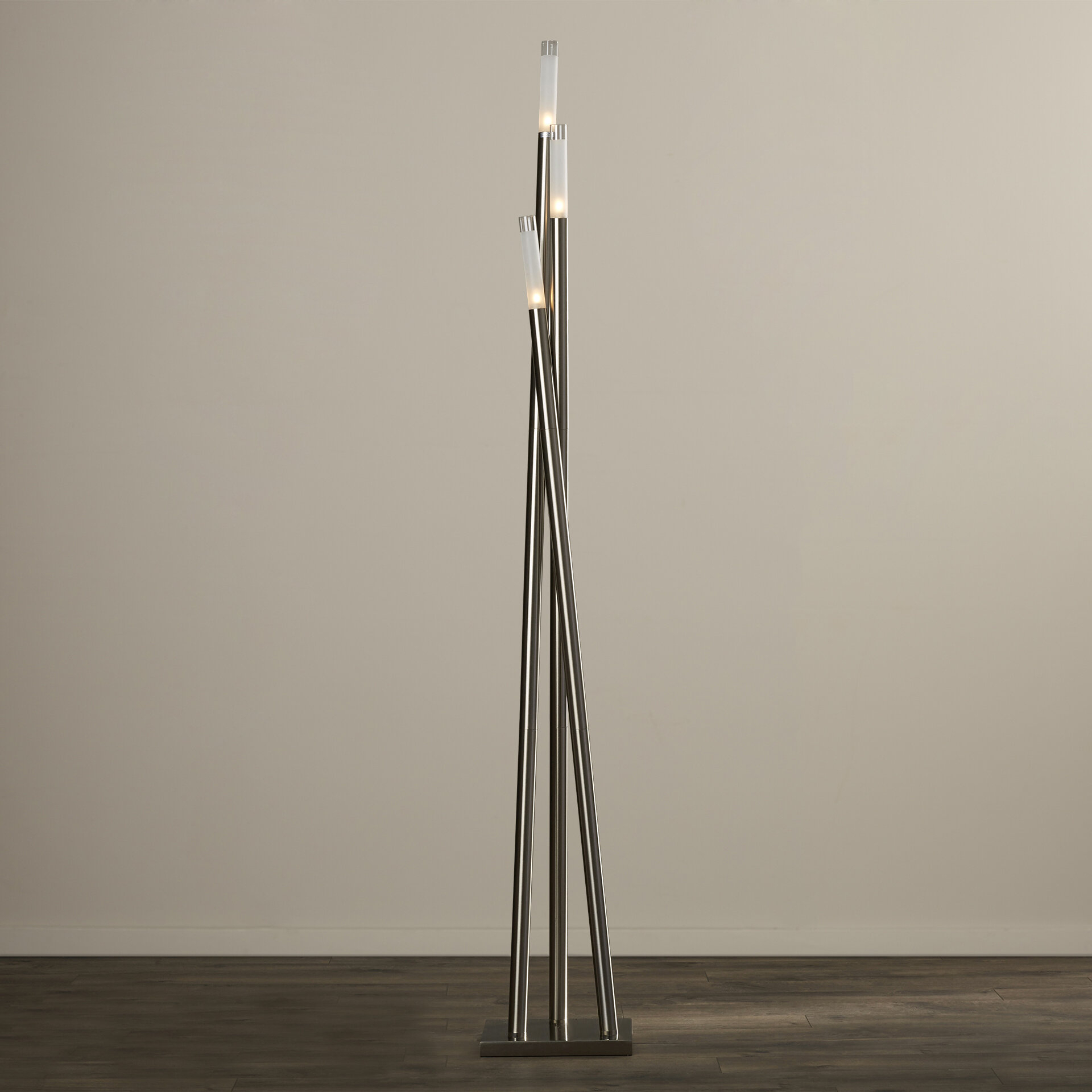 Brushed Chrome Metal Halogen Floor Lamp