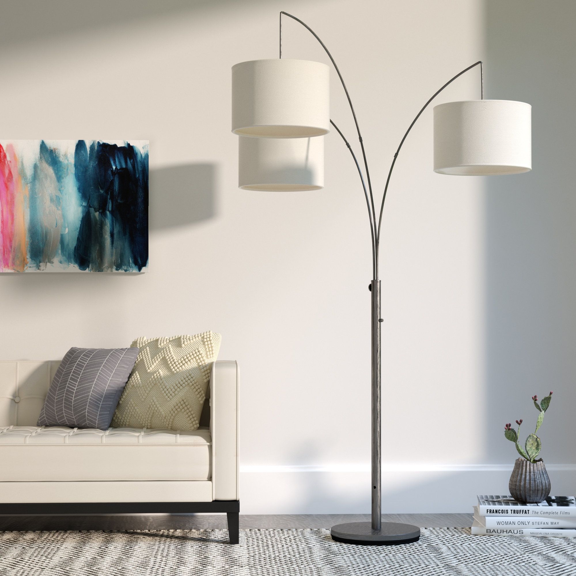 Brushed Steel Metal Tall Tree Floor Lamp