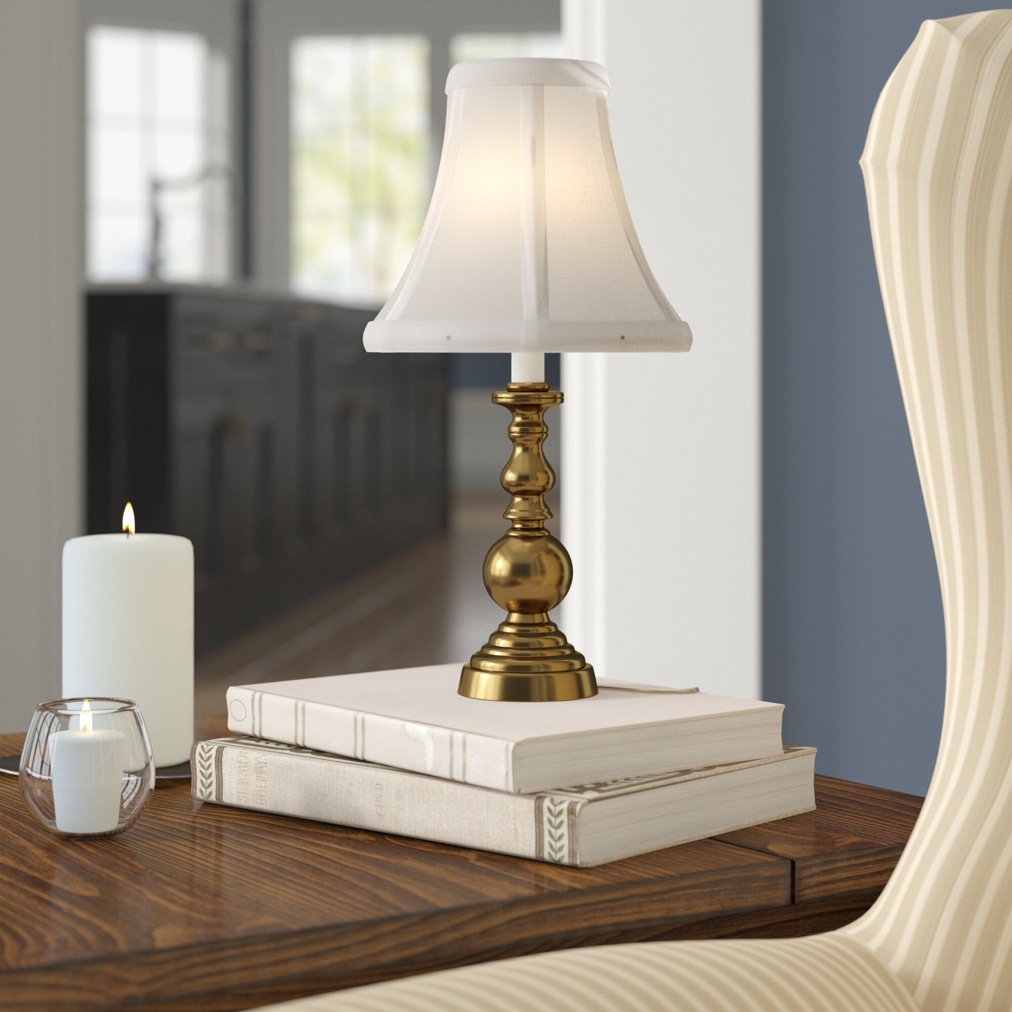 Burnished Brass Metal Small Table Lamp