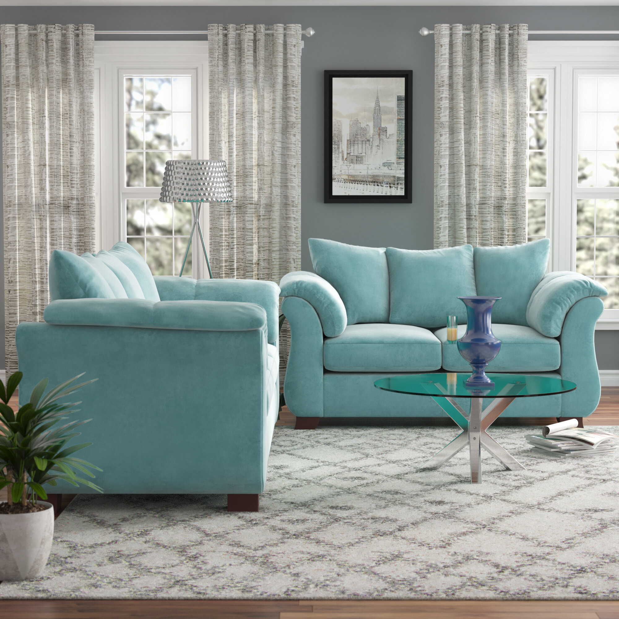 Capri Microfiber Microsuede Living Room Set