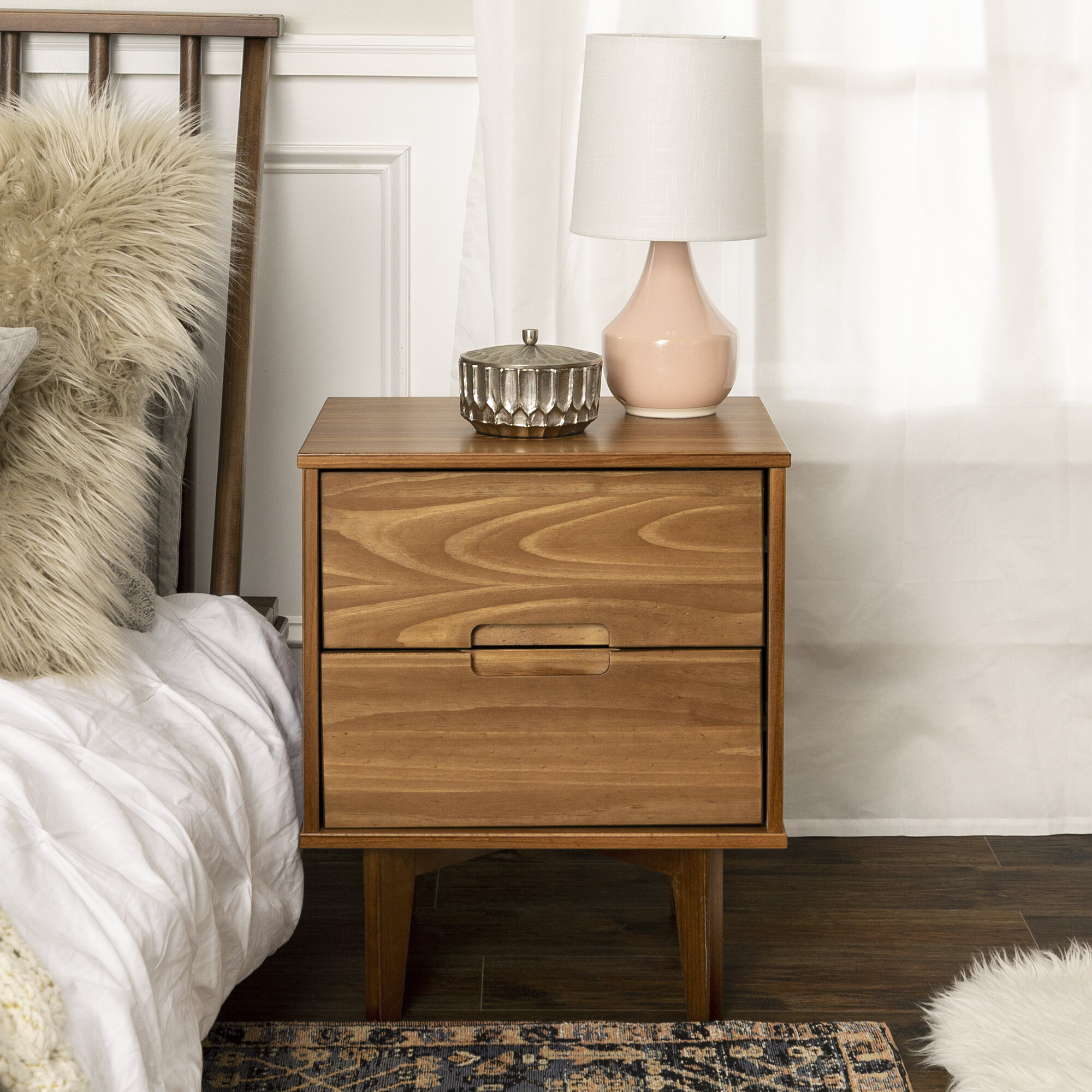 Caramel Pine Solid Wood Nightstand