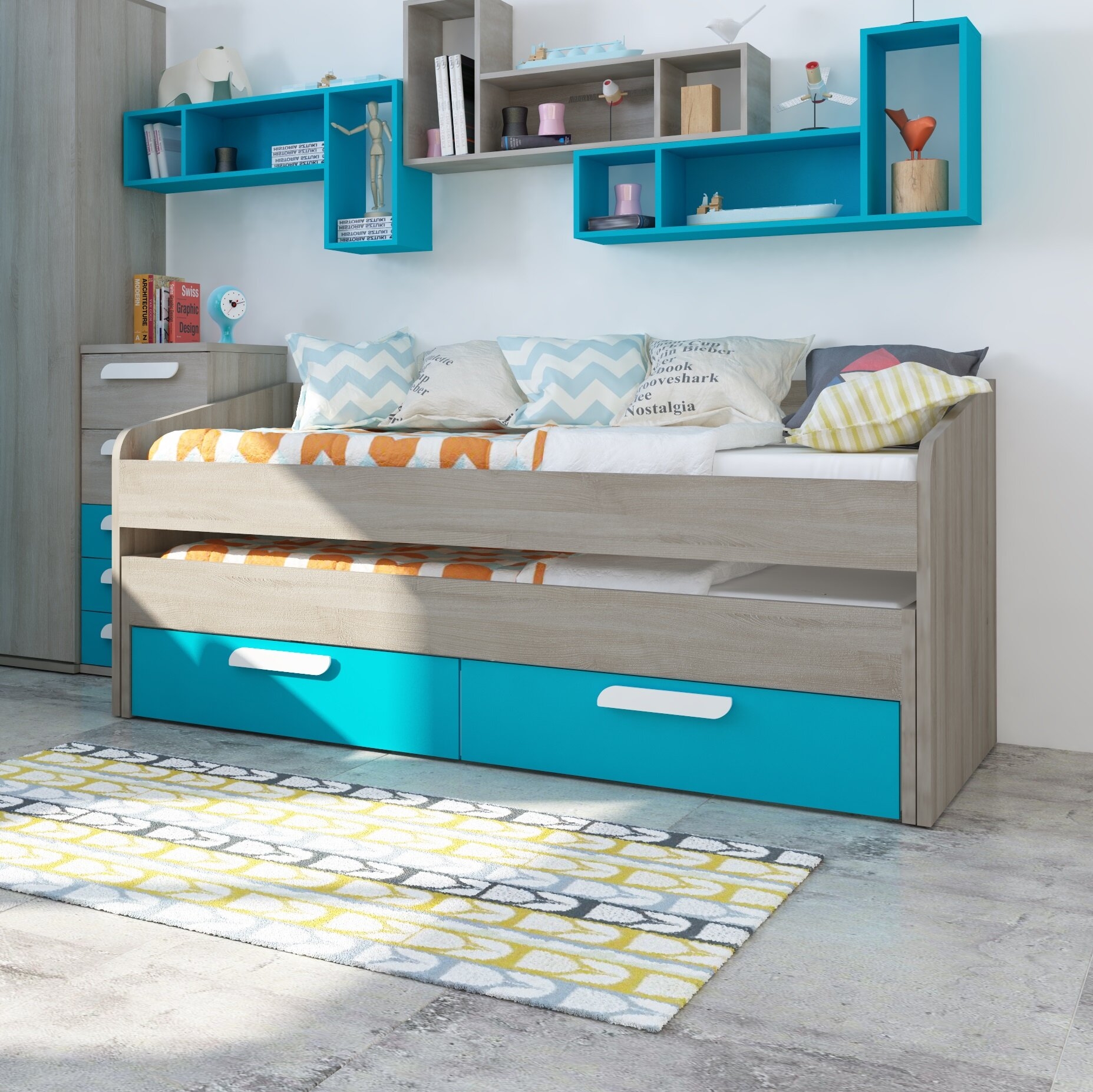 Caribbean Blue Manufactured Wood Daybed