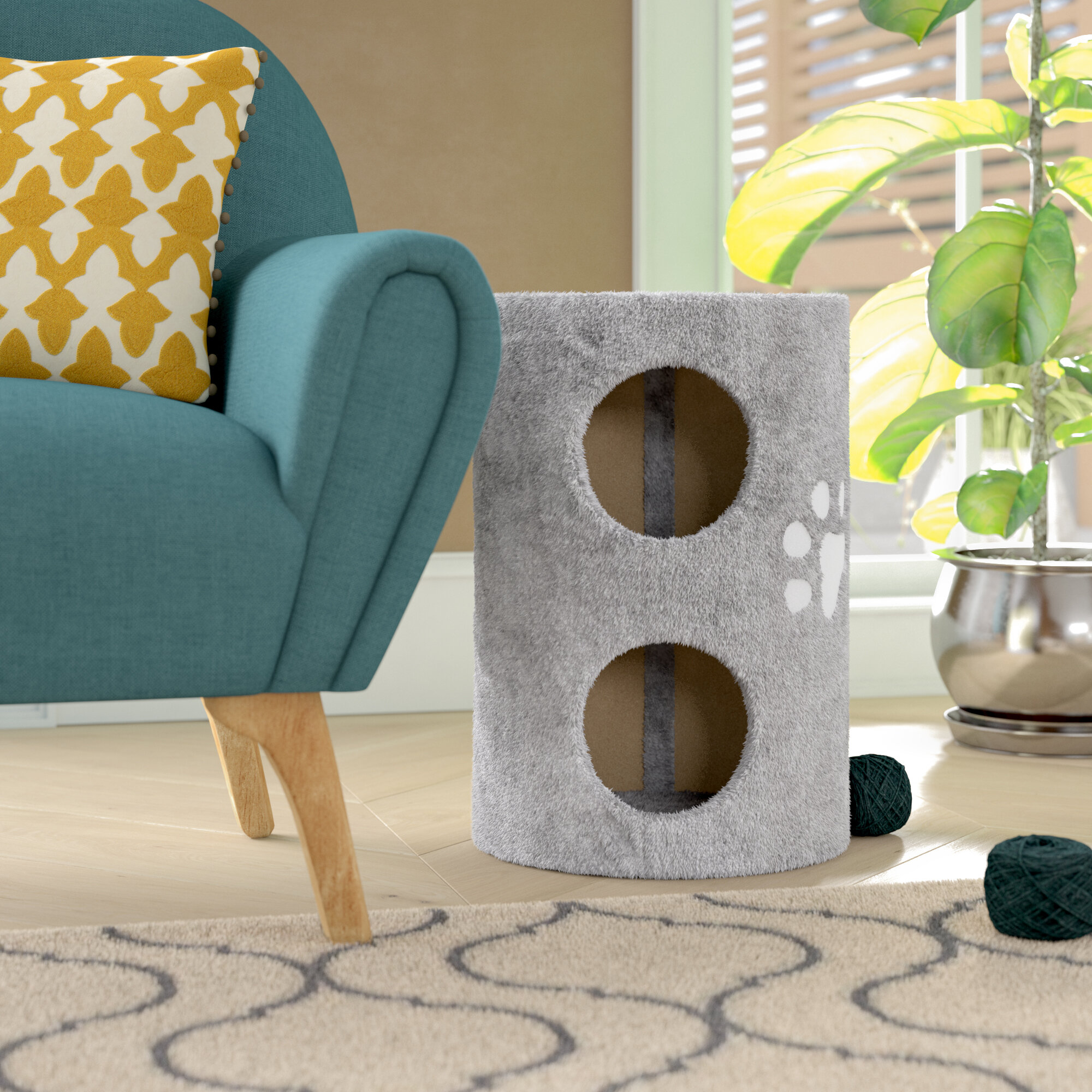 Carpet Wood Gray Cat Condo