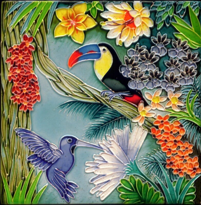 Ceramic Colorful Birds Decorative Mural Tile