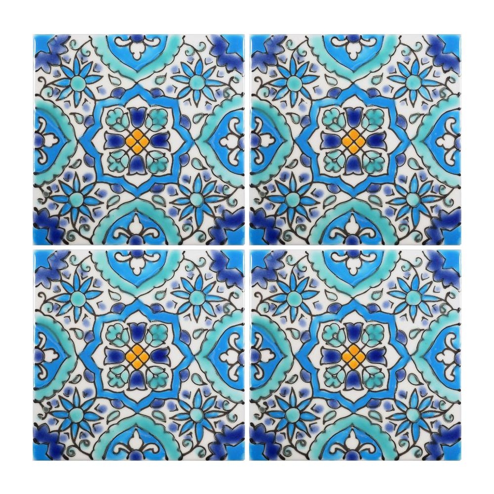 Ceramic Decorative Tile in Blue