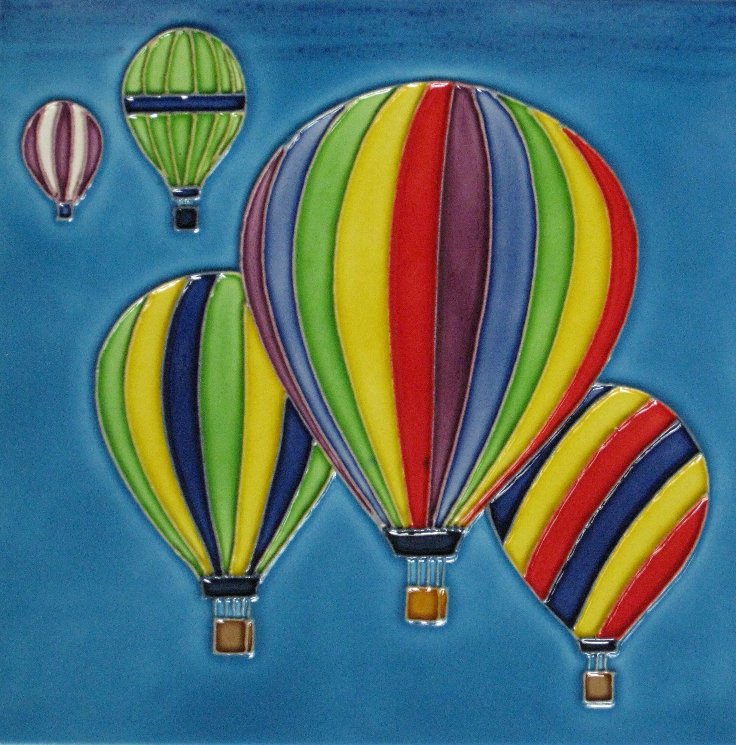 Ceramic Hot Air Balloons Decorative Mural Tile