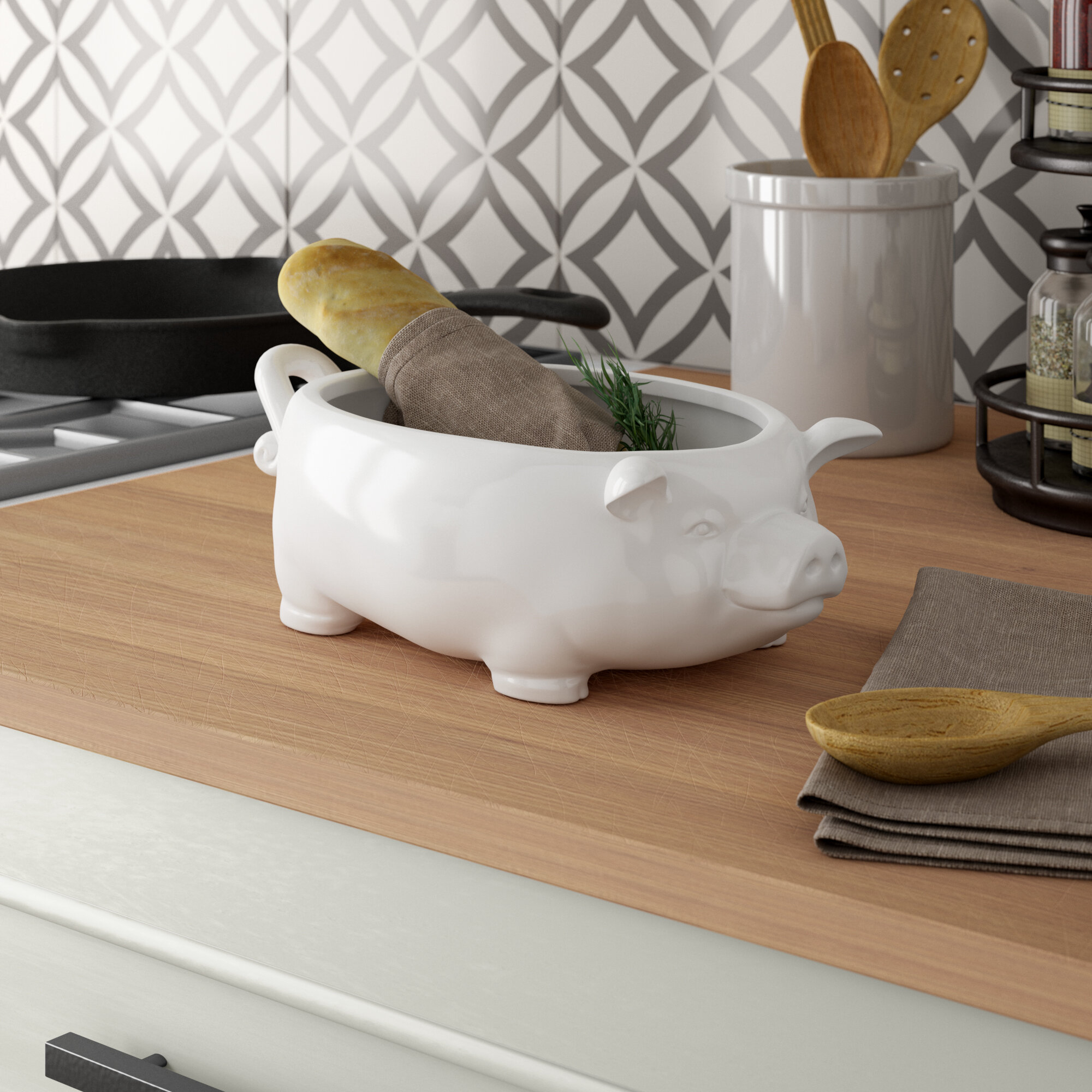 Ceramic Serving Bowl Pig Styled