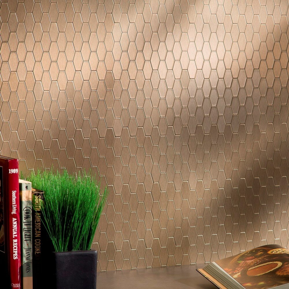 Champagne Metal Peel And Stick Field Tile Kit