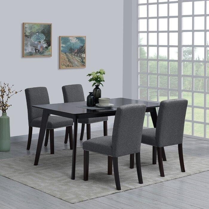 Charcoal Black Manufactured Wood Dining Set