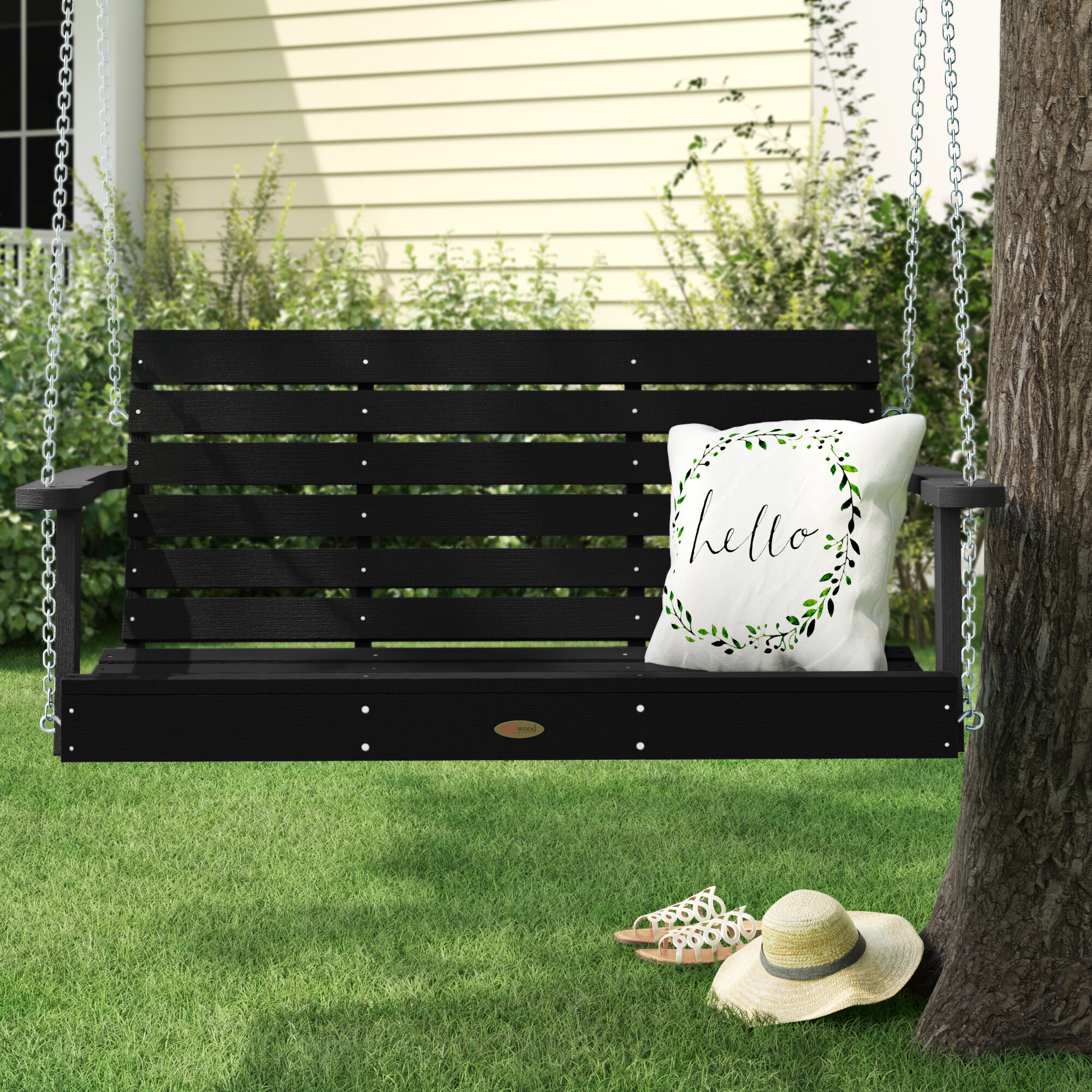 Charcoal Black Plastic Porch Swing