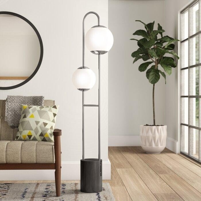 Charcoal Gray Wood Dimmable Novelty Floor Lamp