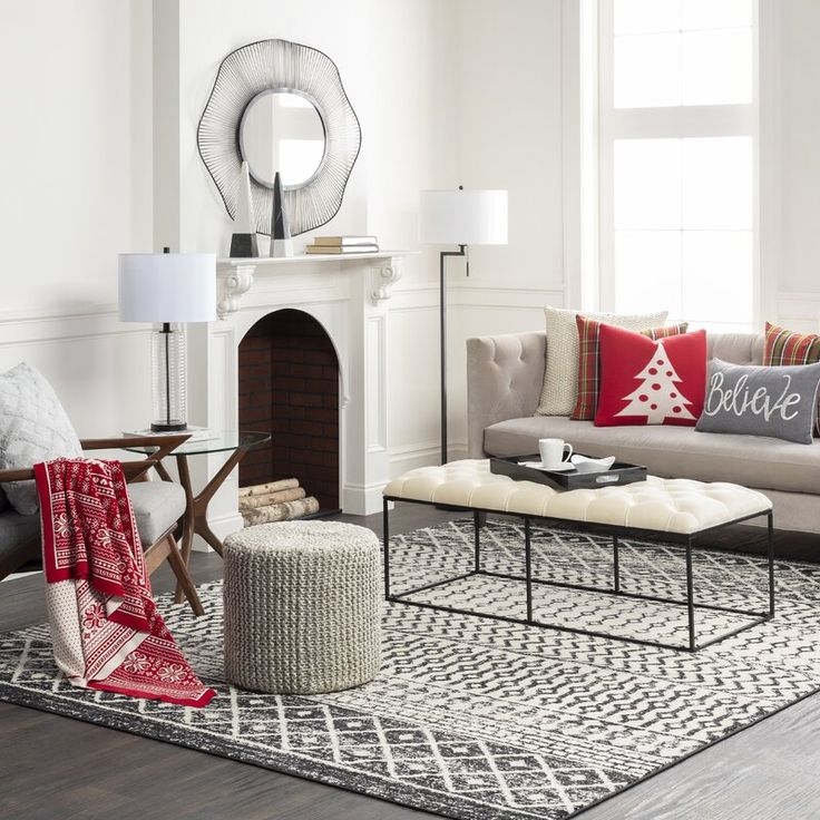 Charcoal Polypropylene Turkey Area Rug