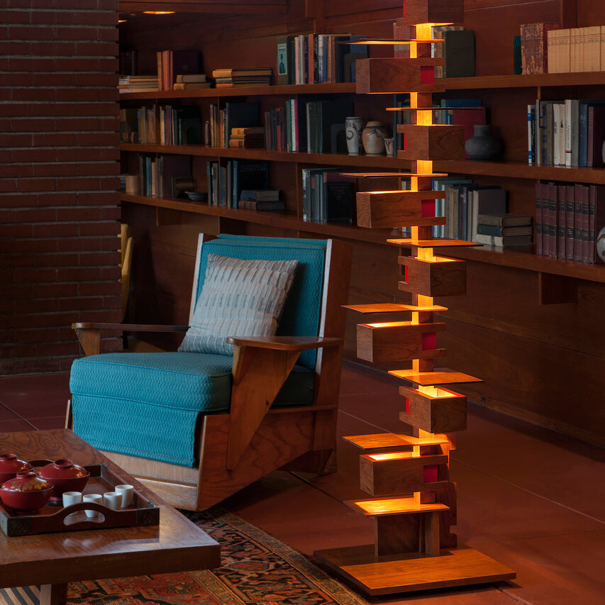 Cherry Wood Tall Floor Lamp