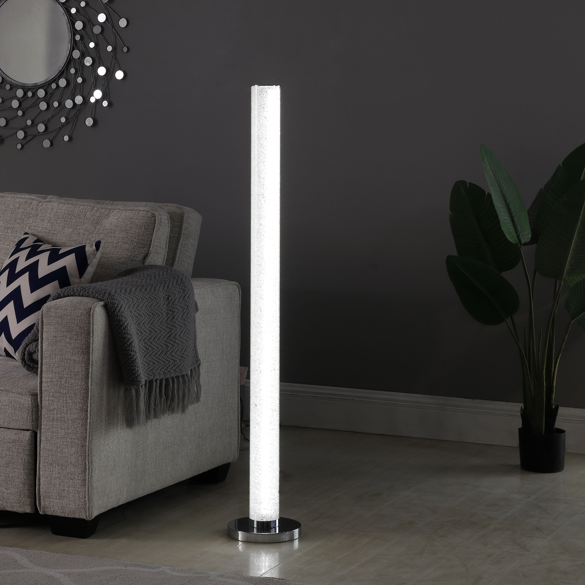 Chrome LED Column Floor Lamp