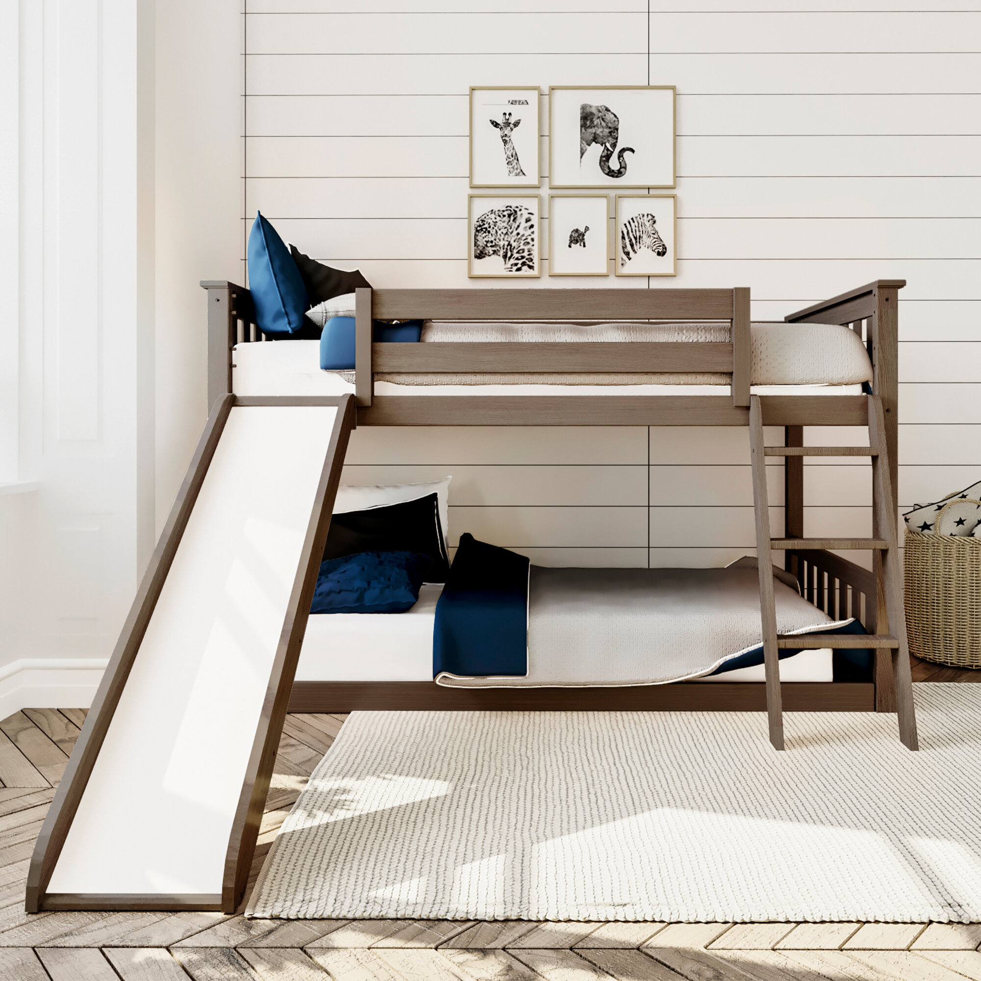 Clay Solid Wood Twin Over Twin Loft Bed