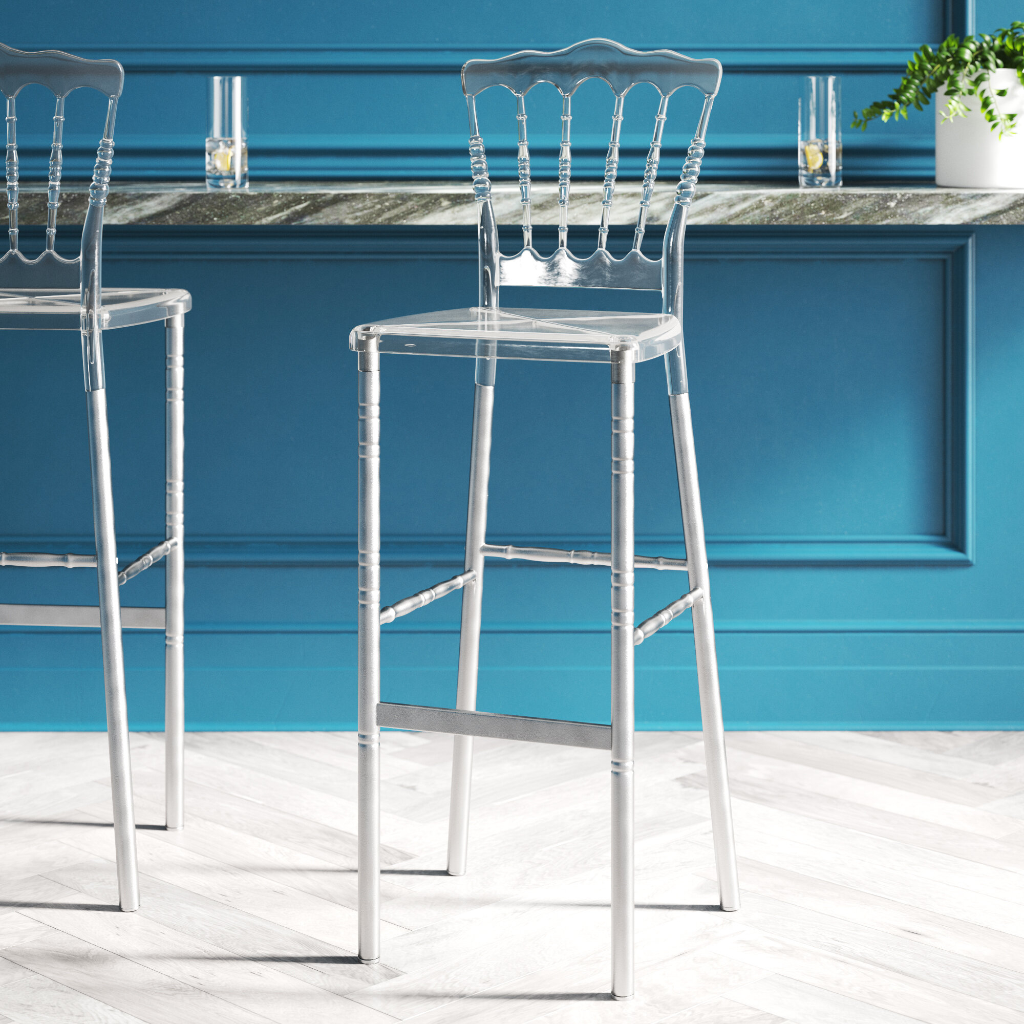 Clear Plastic Acrylic Full Back Bar Stool