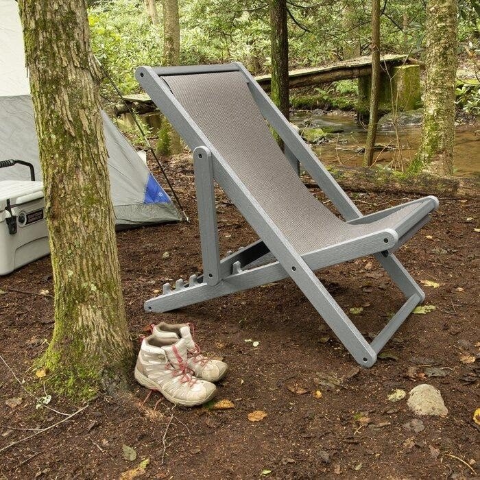 Coastal Teak Plastic Folding Deck Chair