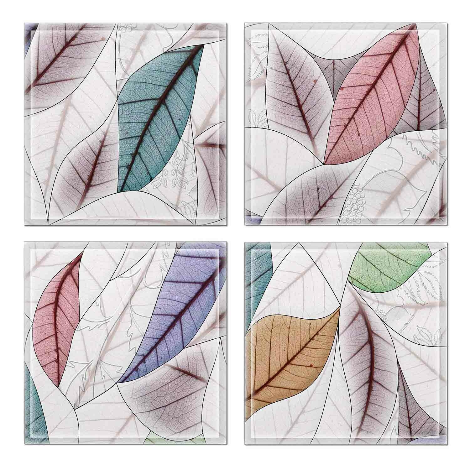 Colorful Leaves Glass Decorative Accent Tile