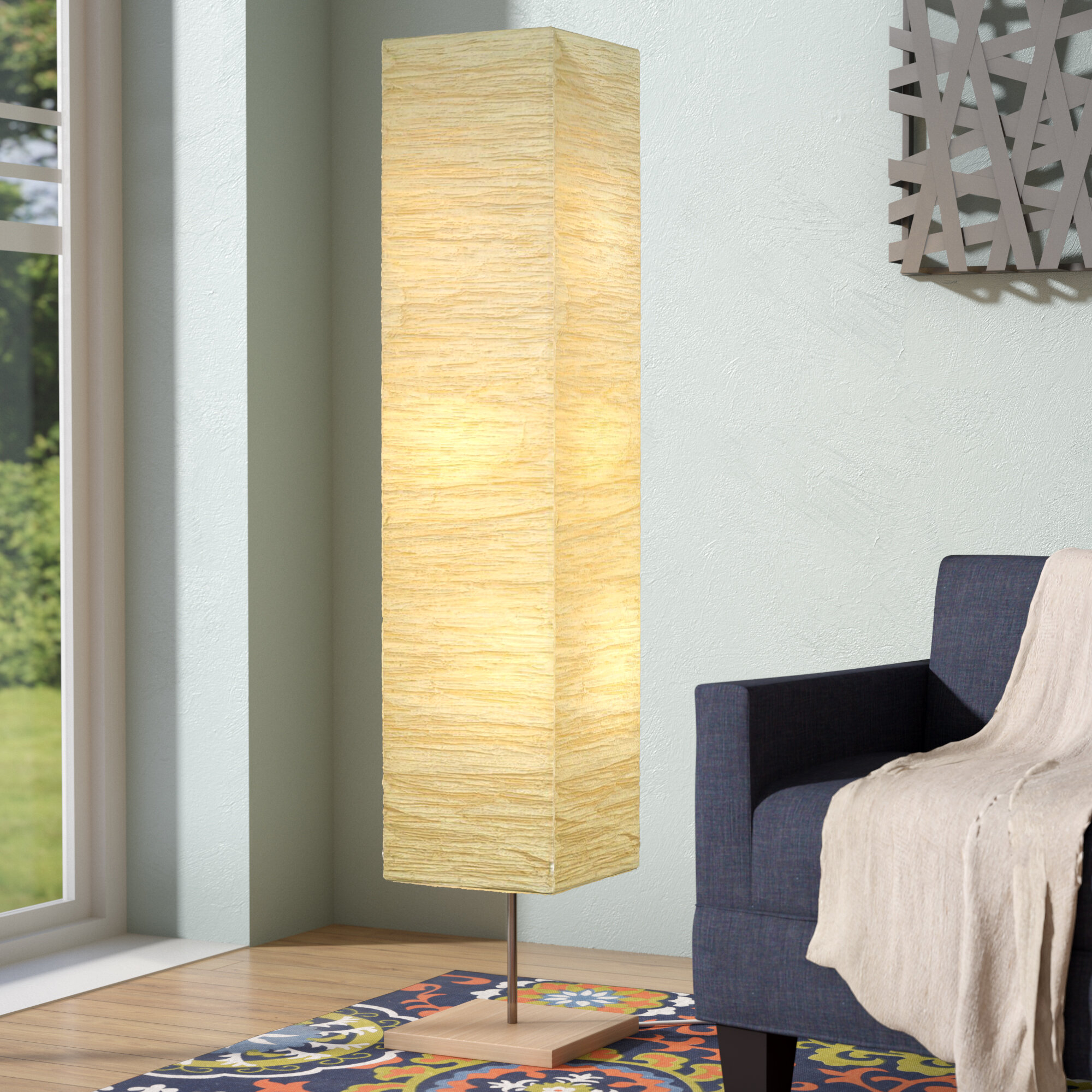 Column Floor Lamp With Poly Cotton Shade