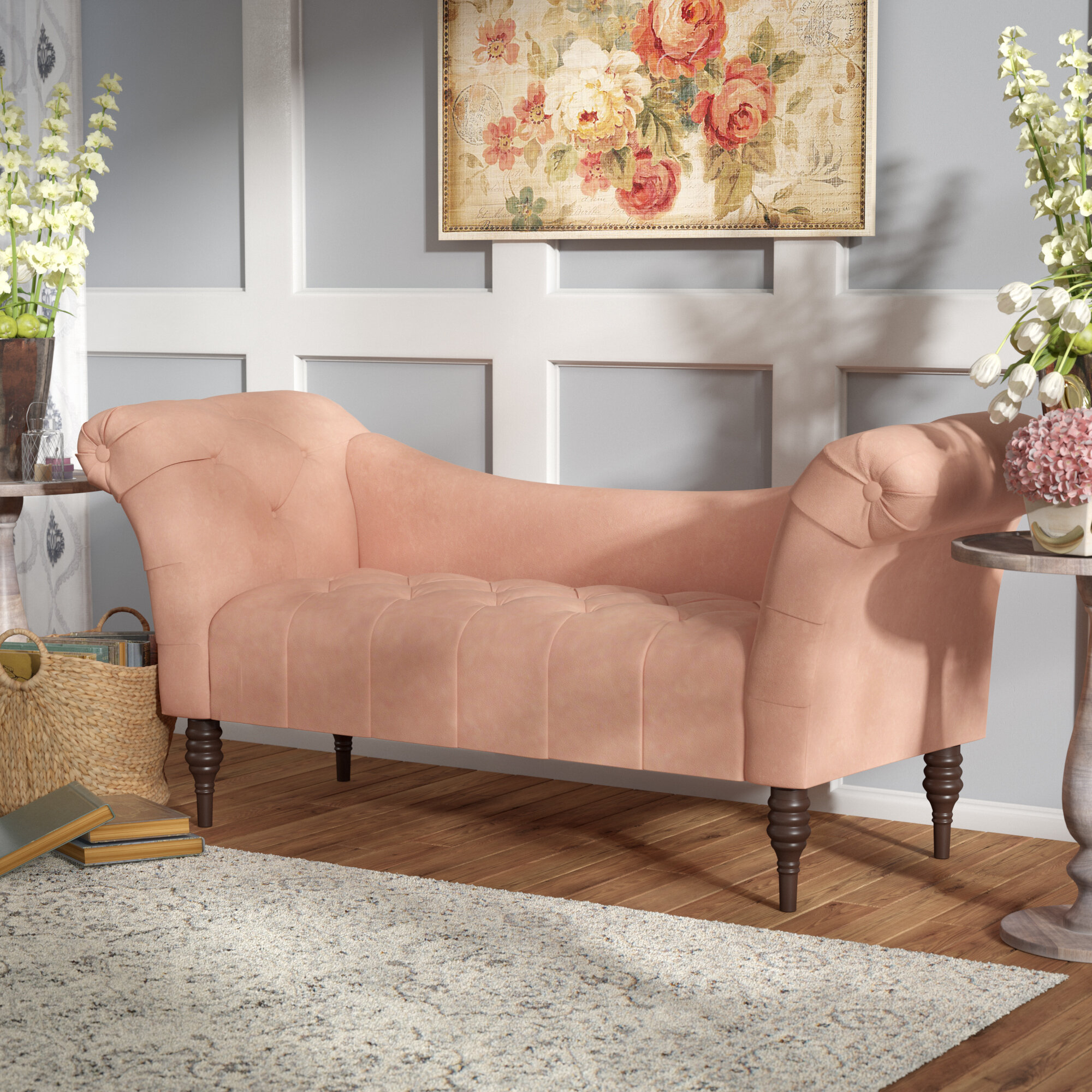 Como Rosewater Cotton Wood Chaise Lounge