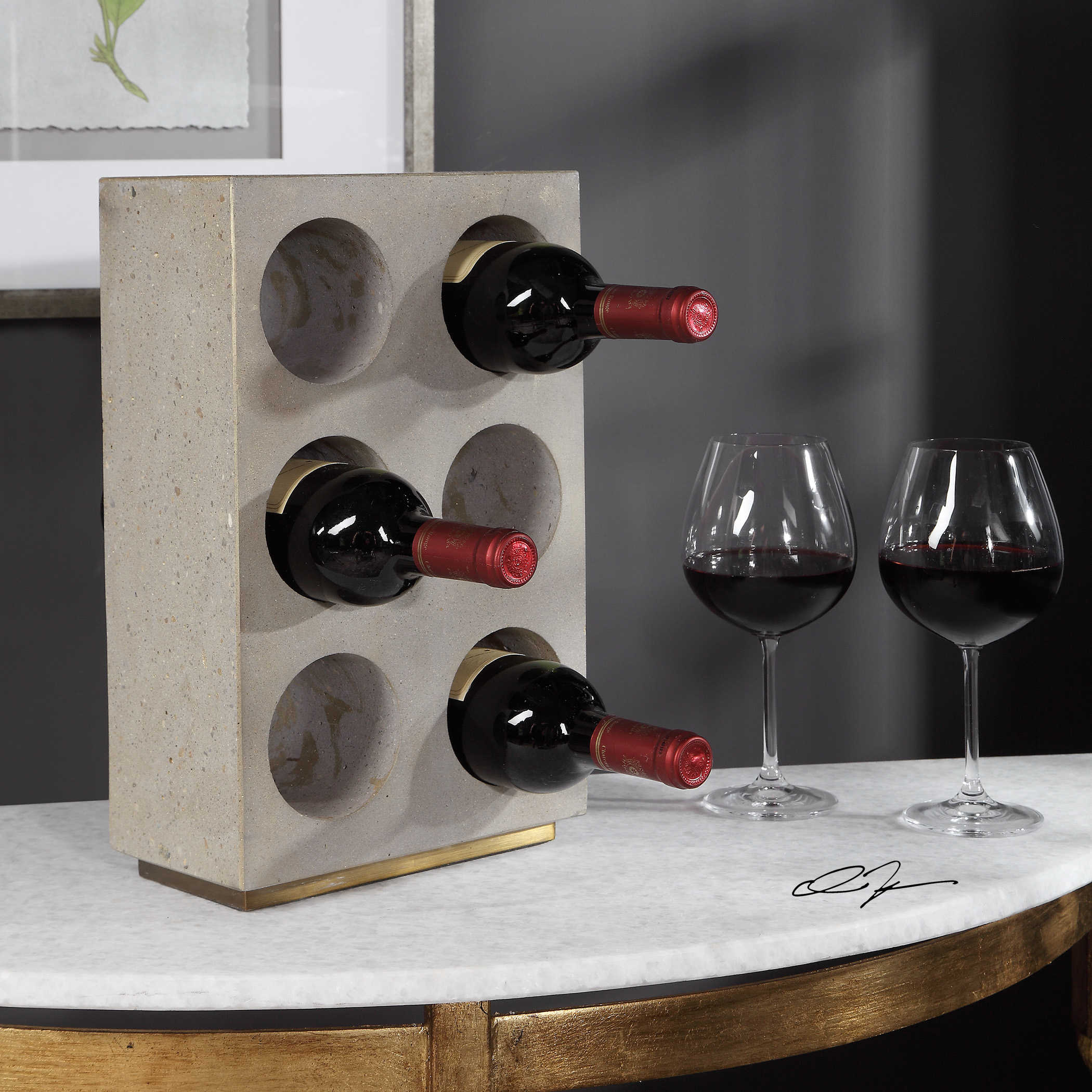 Concrete Tabletop Wine Bottle Rack