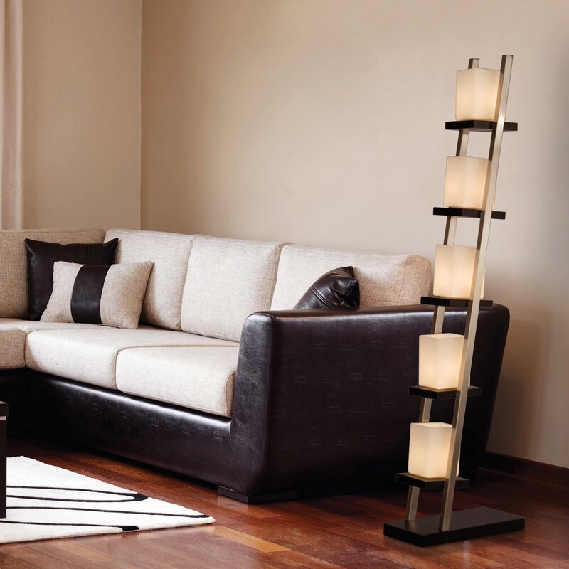 Contemporary Column Floor Lamp With Square Shade