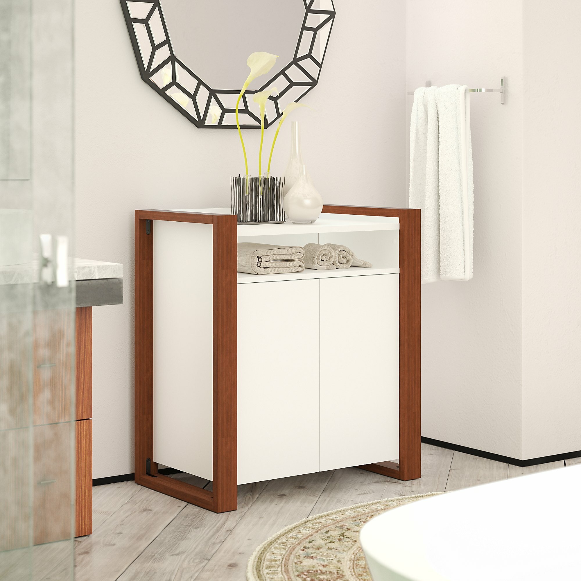 Cotton White Free Standing Bathroom Cabinet