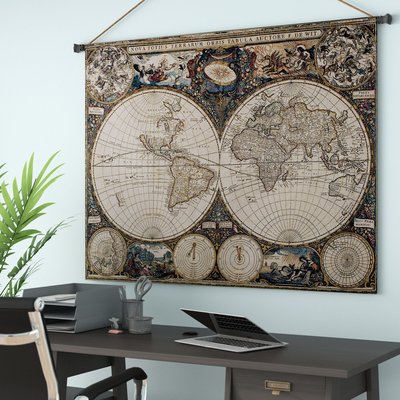Cream Cotton World Map Tapestry
