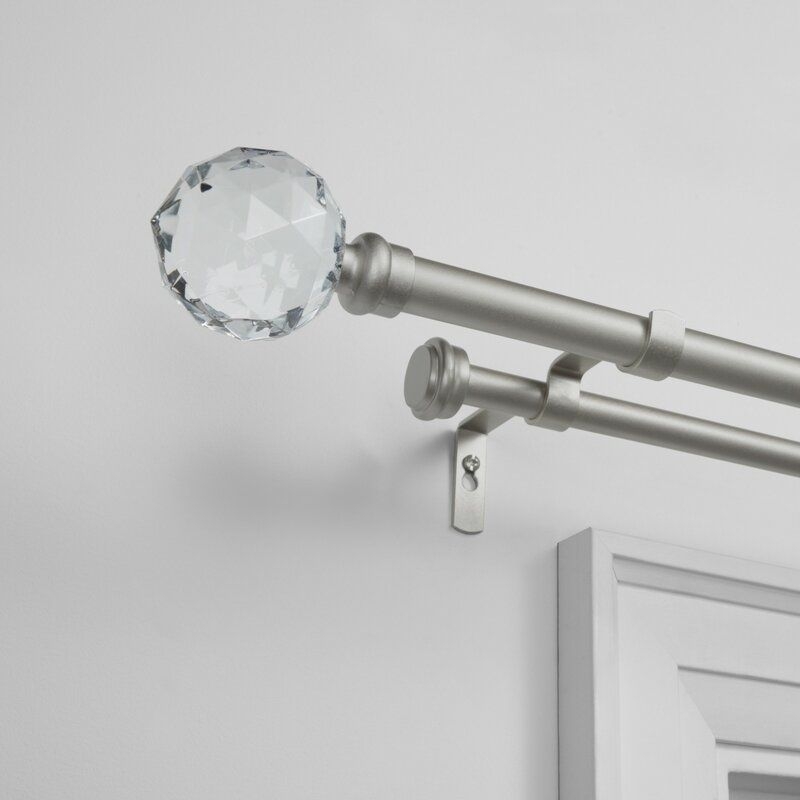 Crystal Ball Cast Iron Double Curtain Rod