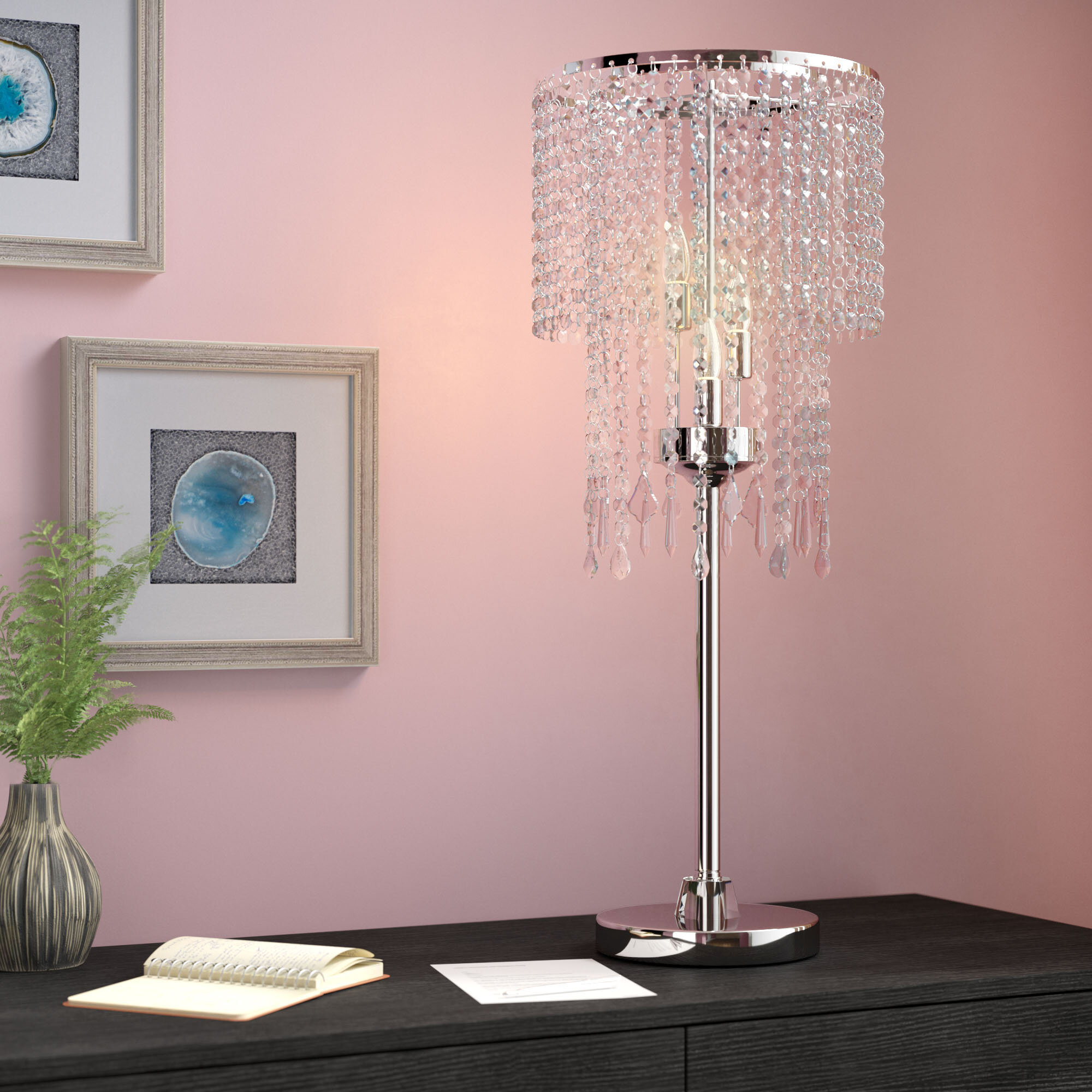 Crystal Chrome Metal Table Lamp