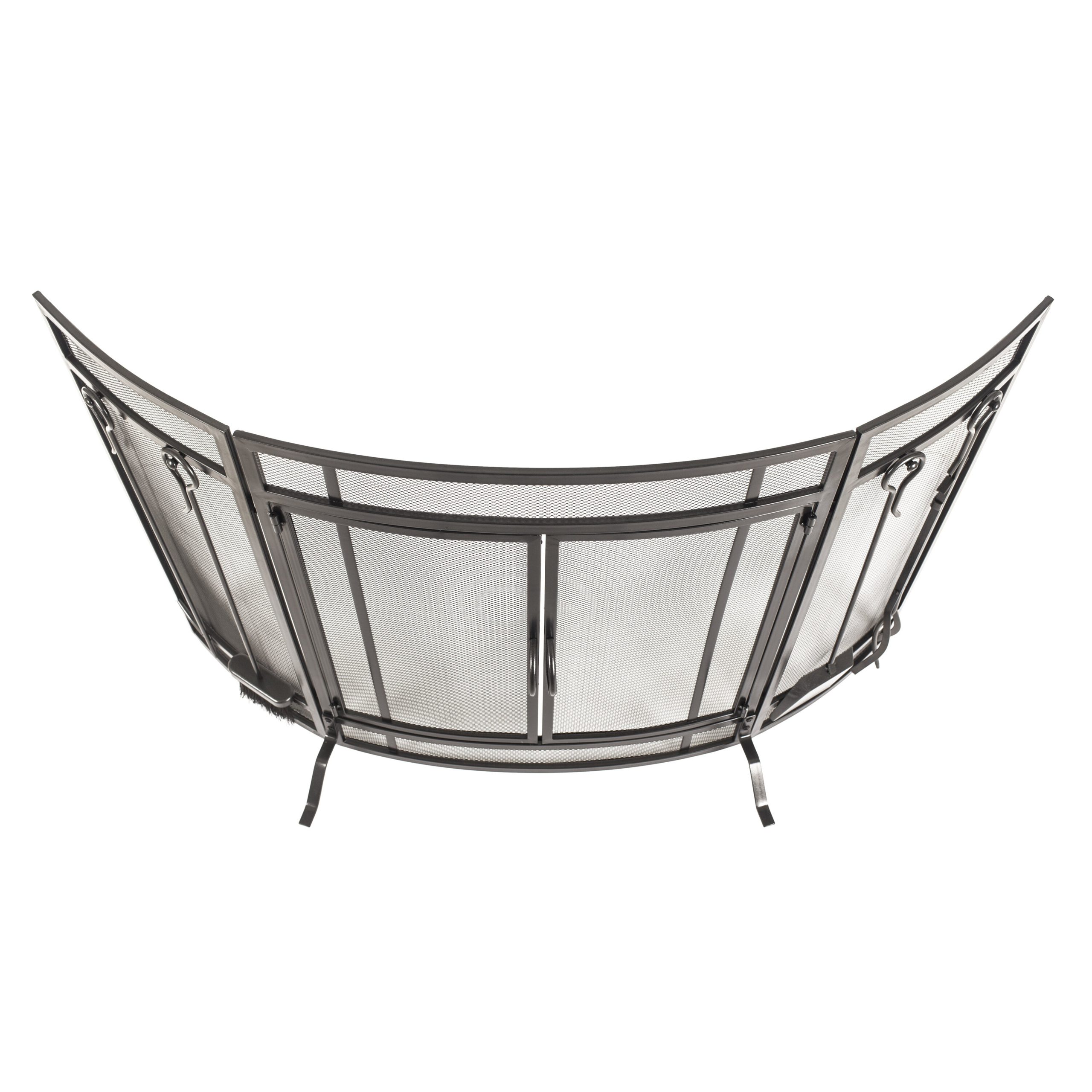 Curved Single Panel Steel Fireplace Screen