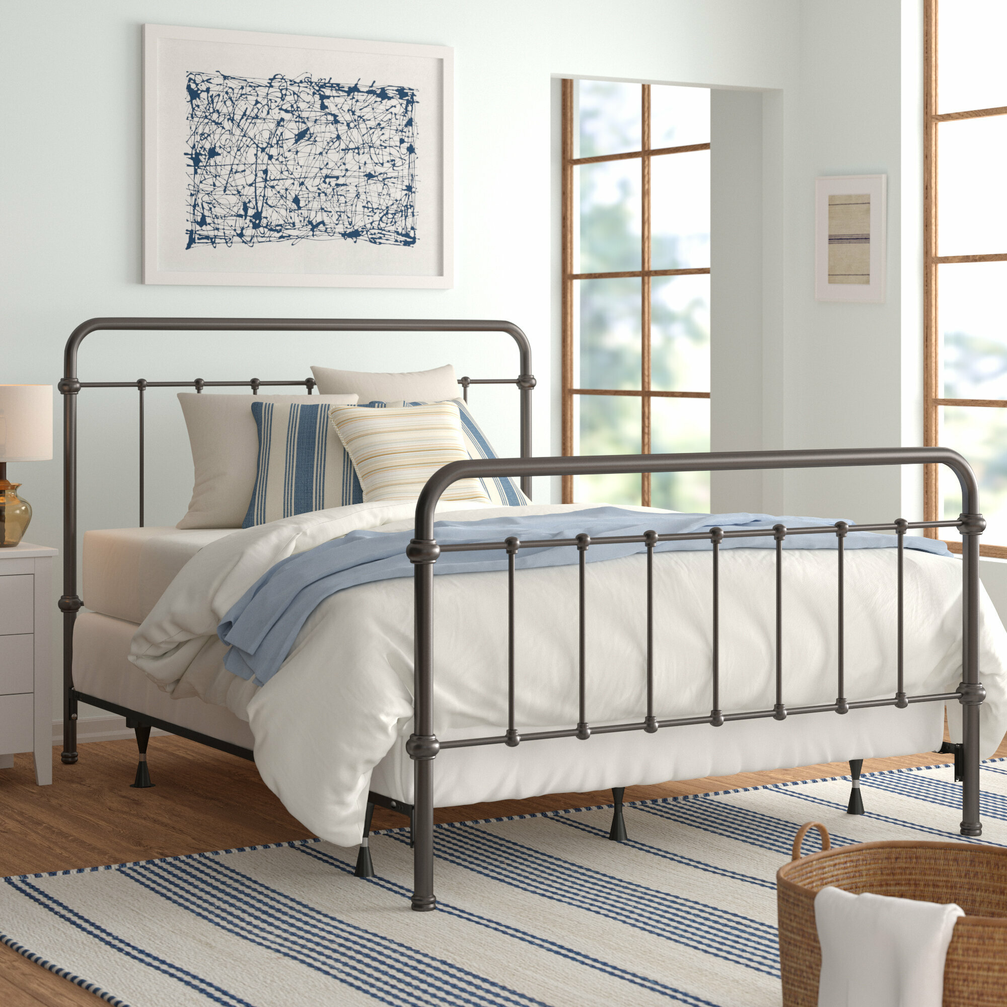 Dark Bronze Metal Queen Panel Bed