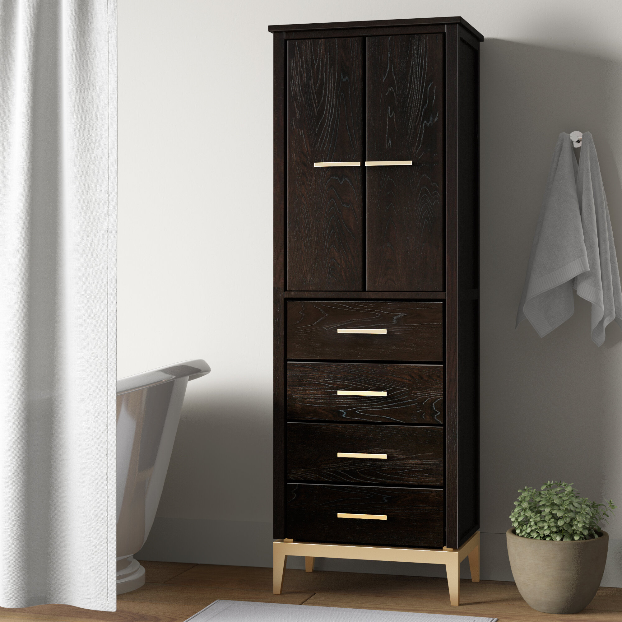 Dark Charcolate Free Standing Linen Cabinet