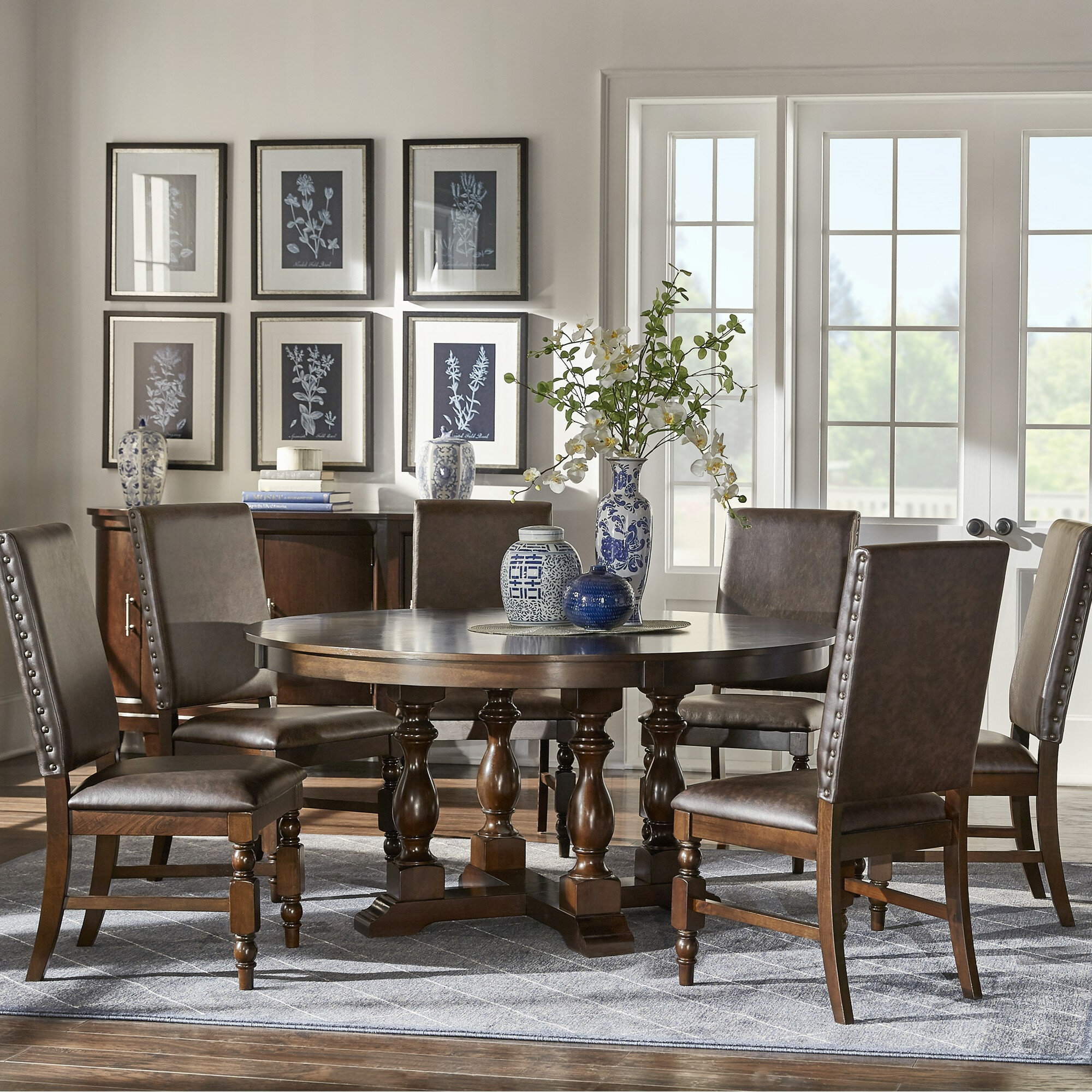 Dark Oak Round Table Dining Set