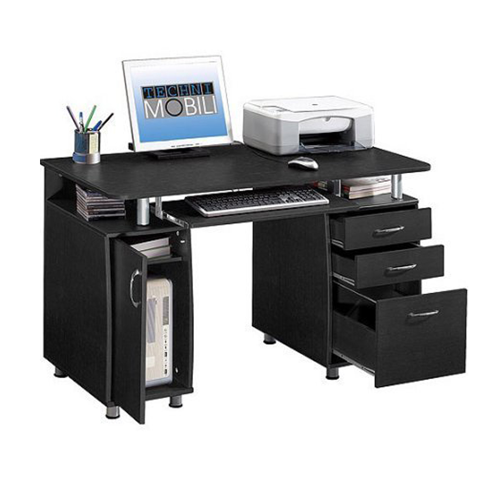 Dark Wood Computer Desk with Hutch