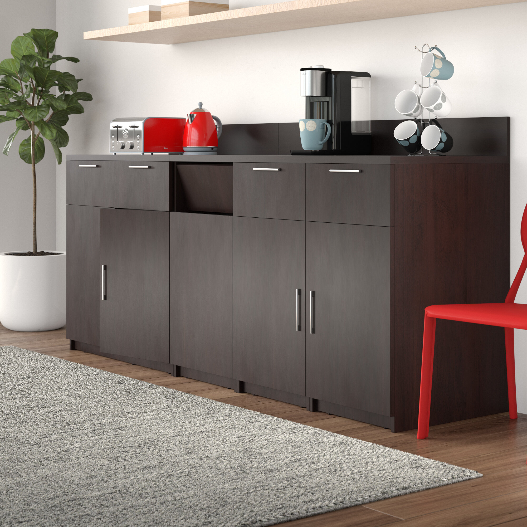Dark Wood Melamine Base Cabinetry