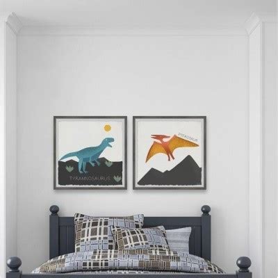 Dinosaur Gray Framed Art Set